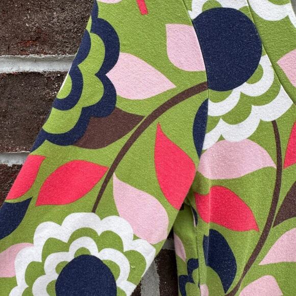 Boden Retro Mod Tunic Dress Size 6 | Green Floral | 3/4 Sleeve Stretchy - Picture 3 of 4